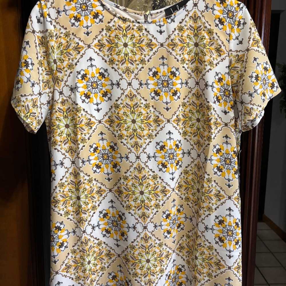 Lulus Womens Small Yellow Floral SS Dress New With Tag